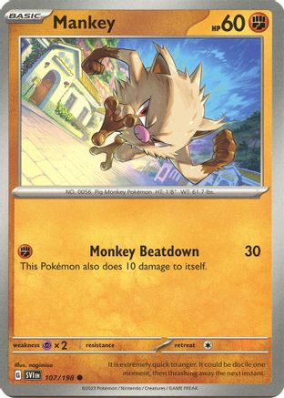 Mankey (SVI-107) (Reverse Holofoil)