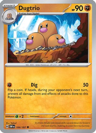 Dugtrio (OBF-104) (Reverse Holofoil)