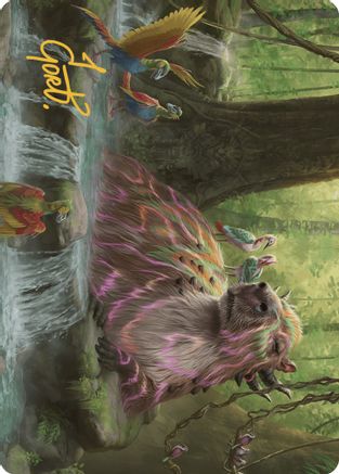Basking Capybara Art Card (Gold-Stamped Signature) (ASLCI-022)