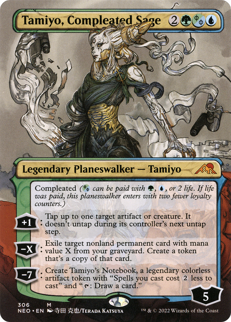 Tamiyo, Compleated Sage (NEO-306) (Borderless) (Foil)