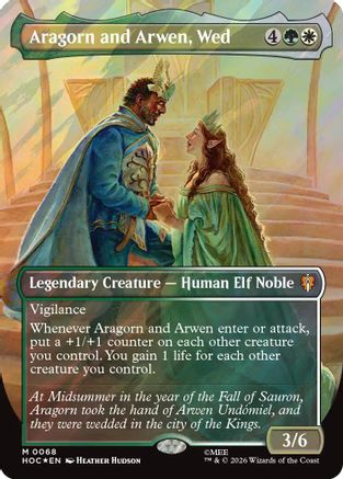 Aragorn and Arwen, Wed (Borderless) (Surge Foil) (HOC-068)
