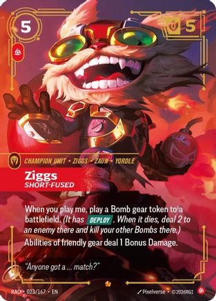 Ziggs, Short-Fused (RAD-023) (Foil)
