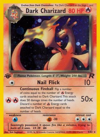Dark Charizard (4) (TR-004) (1st Edition Holofoil)