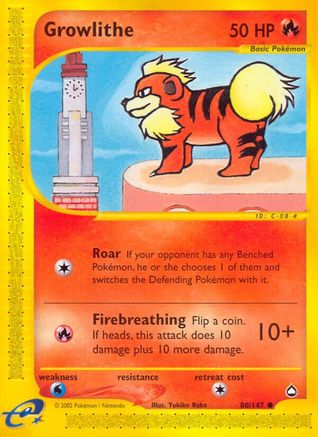 Growlithe (80) (AQ-080) (Reverse Holofoil)