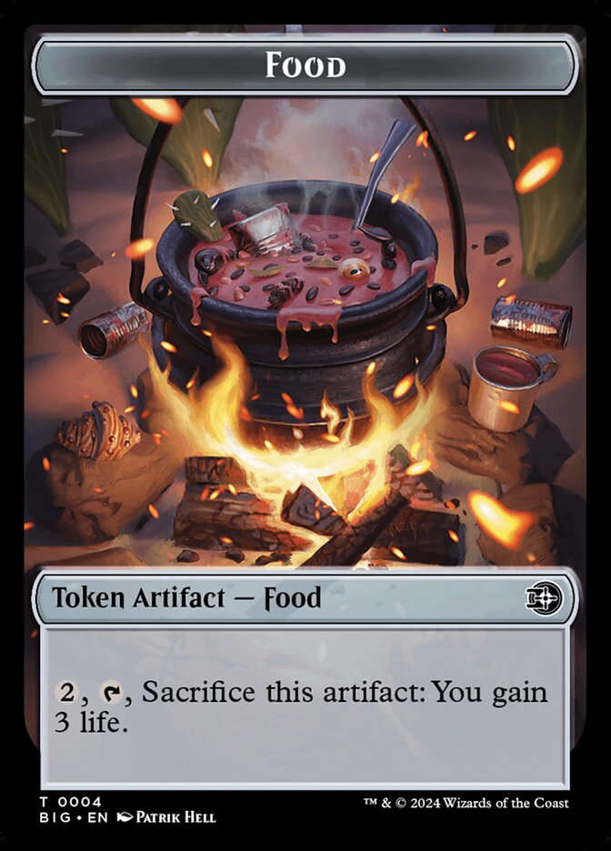 Mercenary // Food (0004) Double-Sided Token (OTJ-10 // 4) (Foil)