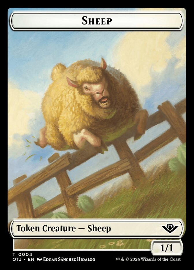 Mercenary // Sheep Double-Sided Token (OTJ-10 // 4) (Foil)