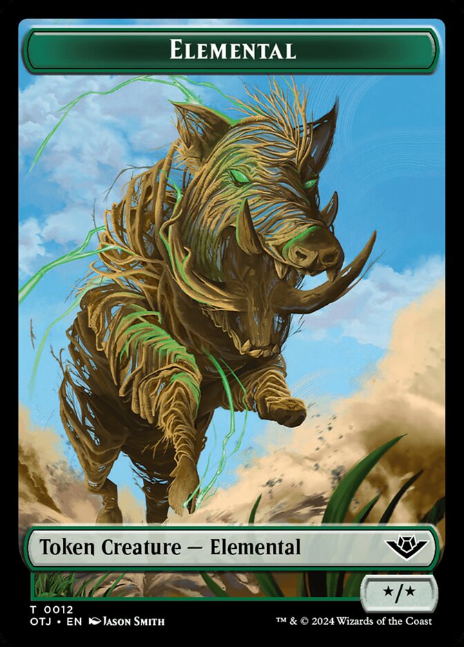 Mercenary // Elemental Double-Sided Token (OTJ-10 // 12) (Foil)