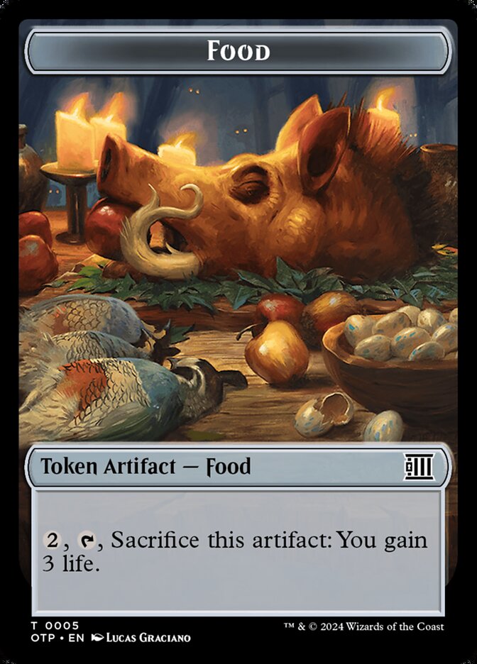 Mercenary // Food (0005) Double-Sided Token (OTJ-10 // 5) (Foil)
