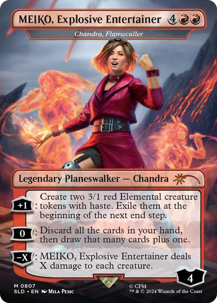 MEIKO, Explosive Entertainer / Chandra, Flamecaller (SLD-807) (Borderless) (Foil)