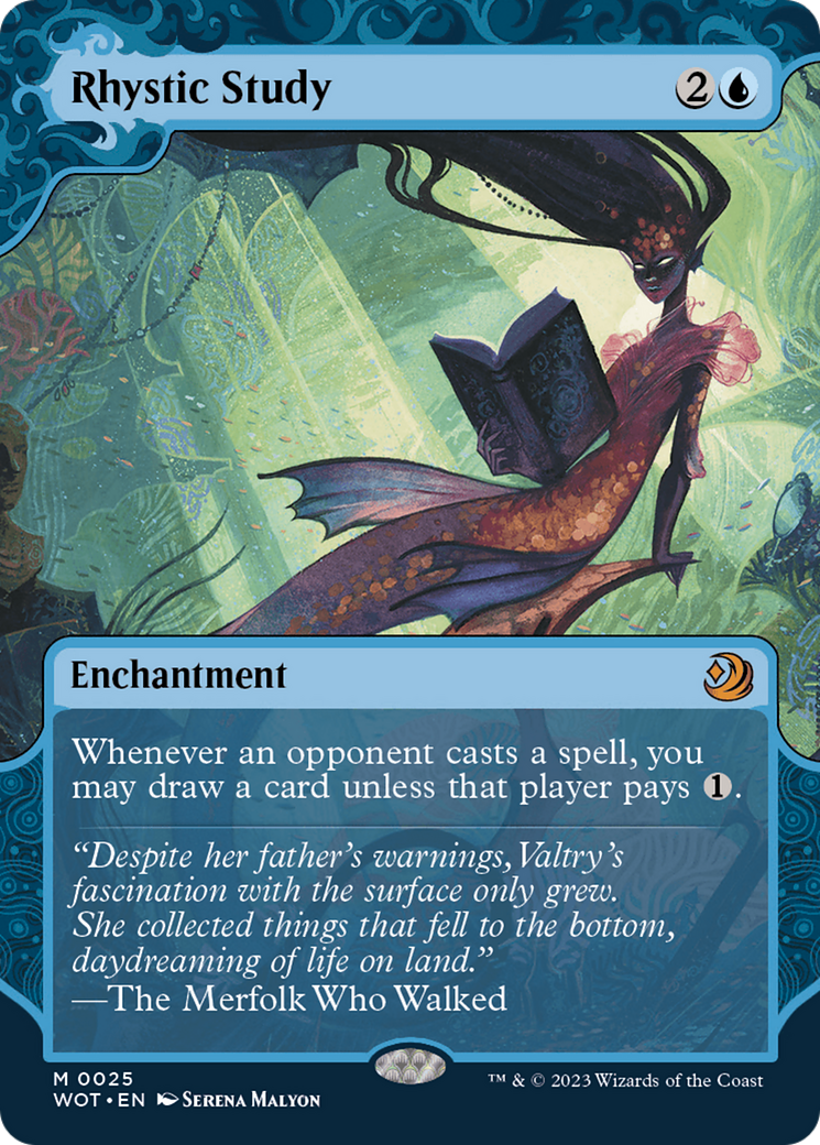 Rhystic Study (WOT-025) (Showcase) (Borderless) (Foil)