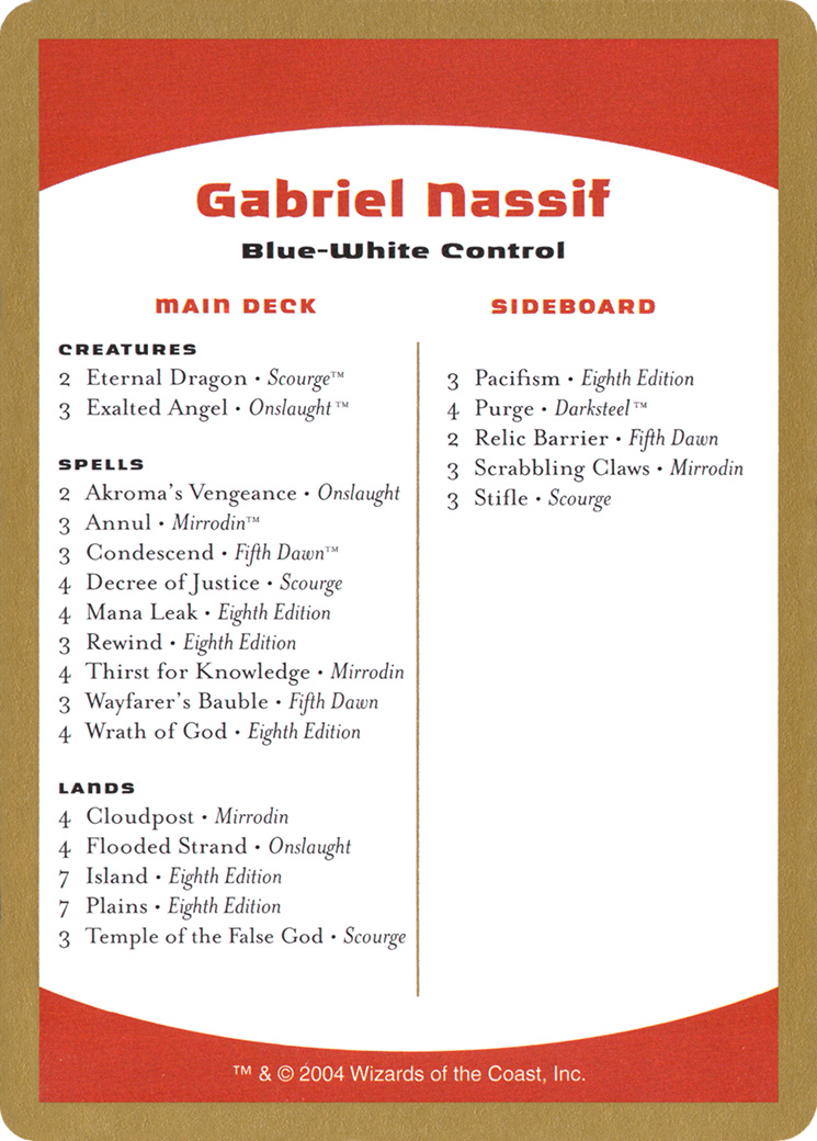 Gabriel Nassif Decklist Token (WC04-GN0B)