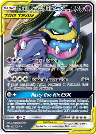 Muk & Alolan Muk GX (197) (Full Art) (UNB-197) (Holofoil)