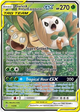 Rowlet & Alolan Exeggutor GX (UNM-001) (Holofoil)