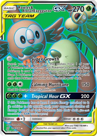 Rowlet & Alolan Exeggutor GX (Full Art) (UNM-214) (Holofoil)