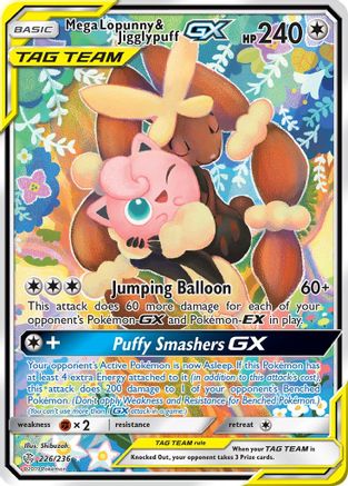 Mega Lopunny & Jigglypuff GX (Alternate Full Art) (CEC-226) (Holofoil)