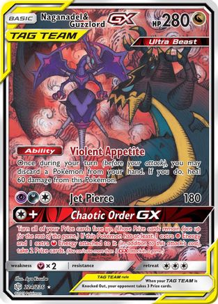 Naganadel & Guzzlord GX (Alternate Full Art) (CEC-224) (Holofoil)