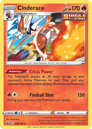 Cinderace (CRE-028) (Reverse Holofoil)
