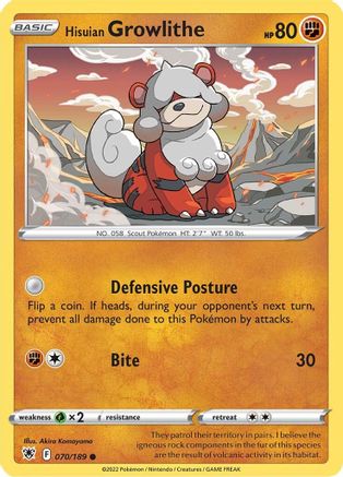 Hisuian Growlithe (ASR-070) (Reverse Holofoil)