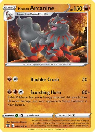Hisuian Arcanine (ASR-071) (Reverse Holofoil)