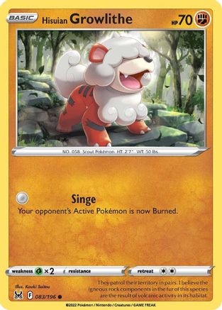 Hisuian Growlithe (LOR-083) (Reverse Holofoil)