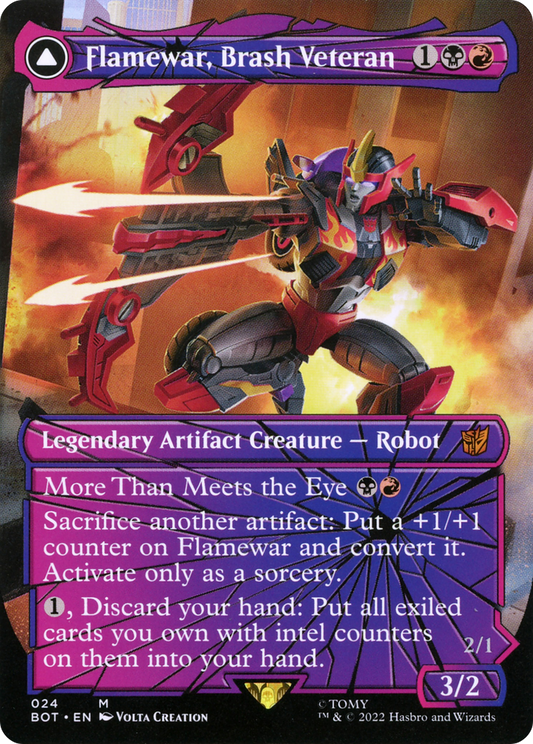 Flamewar, Brash Veteran // Flamewar, Streetwise Operative (BOT-024) (Shattered Glass) (Borderless)