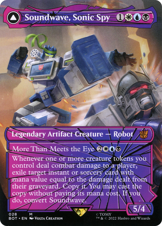 Soundwave, Sonic Spy // Soundwave, Superior Captain (BOT-028) (Shattered Glass) (Borderless) (Foil)