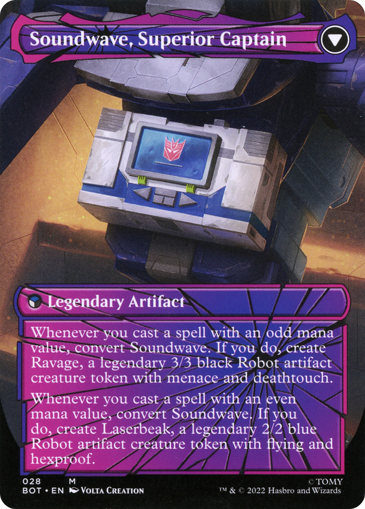 Soundwave, Sonic Spy // Soundwave, Superior Captain (BOT-028) (Shattered Glass) (Borderless)
