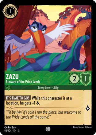 Zazu - Steward of the Pride Lands (3-093) (Cold Foil)