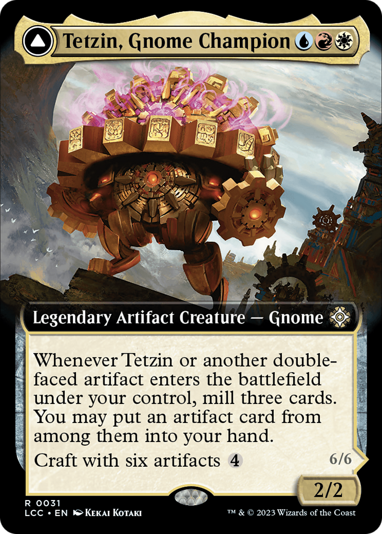 Tetzin, Gnome Champion // The Golden-Gear Colossus (LCC-031) (Extended Art) (Foil)