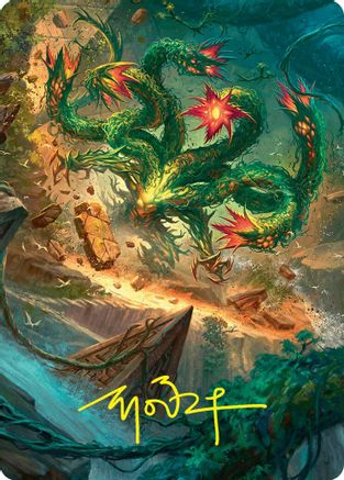 Mossborn Hydra Art Card (42/54) (Gold-Stamped Signature) (ASFDN-042)