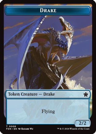 Drake // Goblin Double-Sided Token (FDN-8 // 18) (Foil)