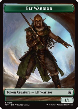 Elf Warrior // Cat (001) Double-Sided Token (FDN-19 // 1) (Foil)