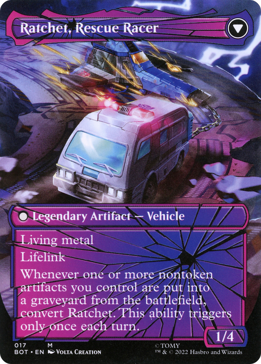 Ratchet, Field Medic // Ratchet, Rescue Racer (BOT-017) (Shattered Glass) (Borderless) (Foil)