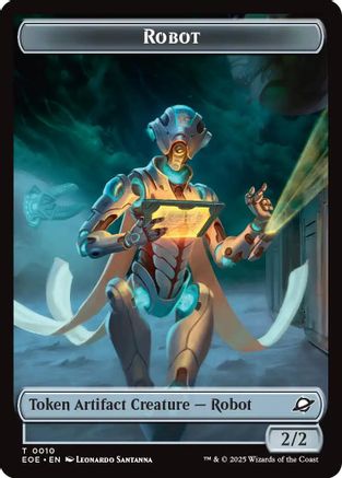 Robot // Emblem - Tezzeret, Cruel Captain Double-Sided Token (EOE-10 // 11) (Foil)