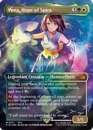 Yuna, Hope of Spira (Borderless) (Chocobo Track Foil) (FIN-571)