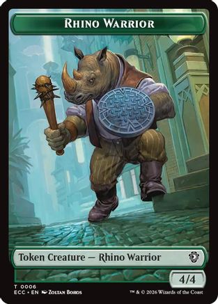 Rhino Warrior // Elemental (0009) Double-Sided Token (ECC-6 // 9)