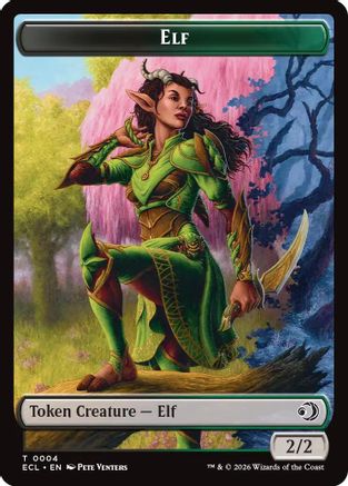 Elf // Kithkin (0007) Double-Sided Token (ECL-4 // 7) (Foil)