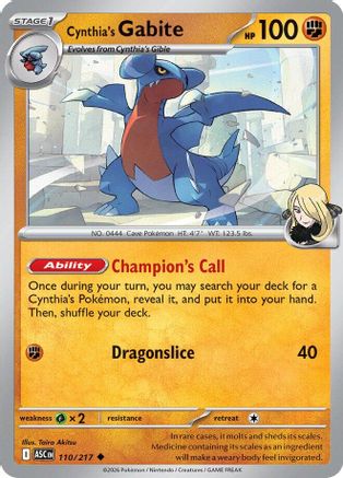 Cynthia's Gabite (ASC-110) (Reverse Holofoil)