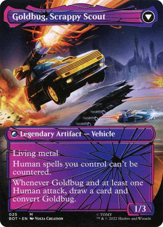 Goldbug, Humanity's Ally // Goldbug, Scrappy Scout (BOT-025) (Shattered Glass) (Borderless) (Foil)