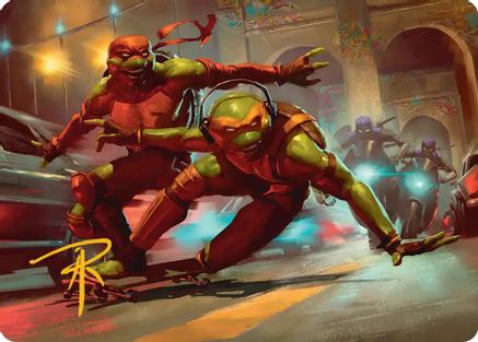 Raph & Mikey, Troublemakers Art Card (Gold-Stamped Signature) (ASTMT-017)