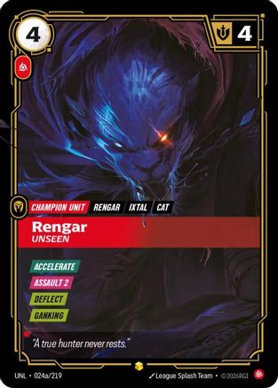 Rengar - Unseen (Alternate Art) (UNL-024a) (Foil)