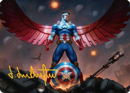 Captain America, Wings of Freedom Art Card (2/45) (Gold-Stamped Signature) (AAMSH-002)