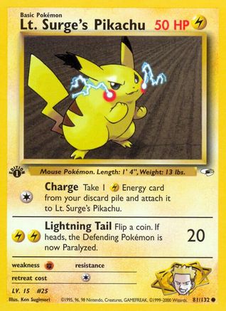 Lt. Surge's Pikachu (G1-081) (1st Edition)