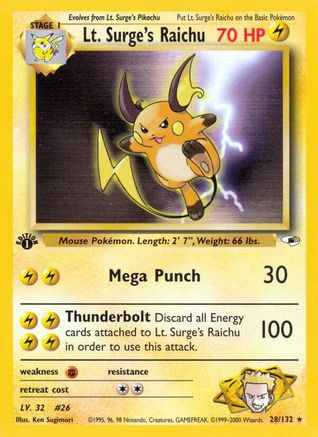 Lt. Surge's Raichu (G1-028) (1st Edition)