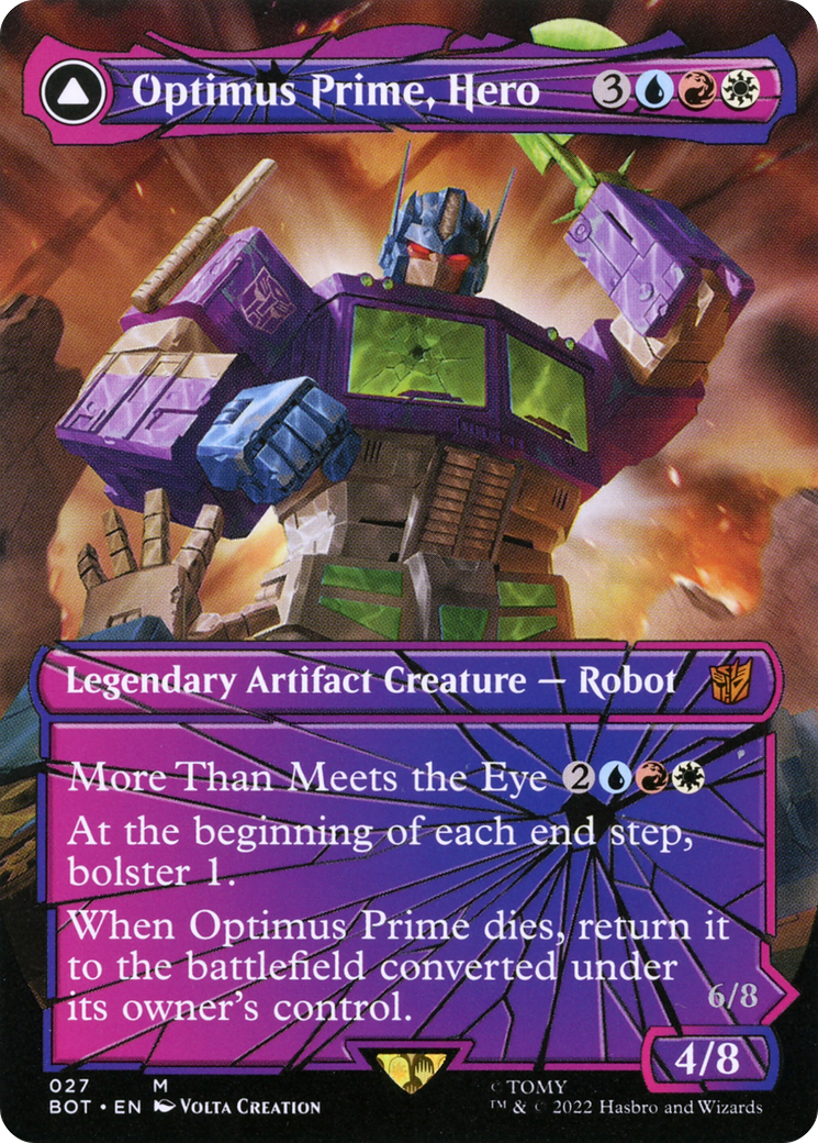 Optimus Prime, Hero // Optimus Prime, Autobot Leader (BOT-027) (Shattered Glass) (Borderless) (Foil)