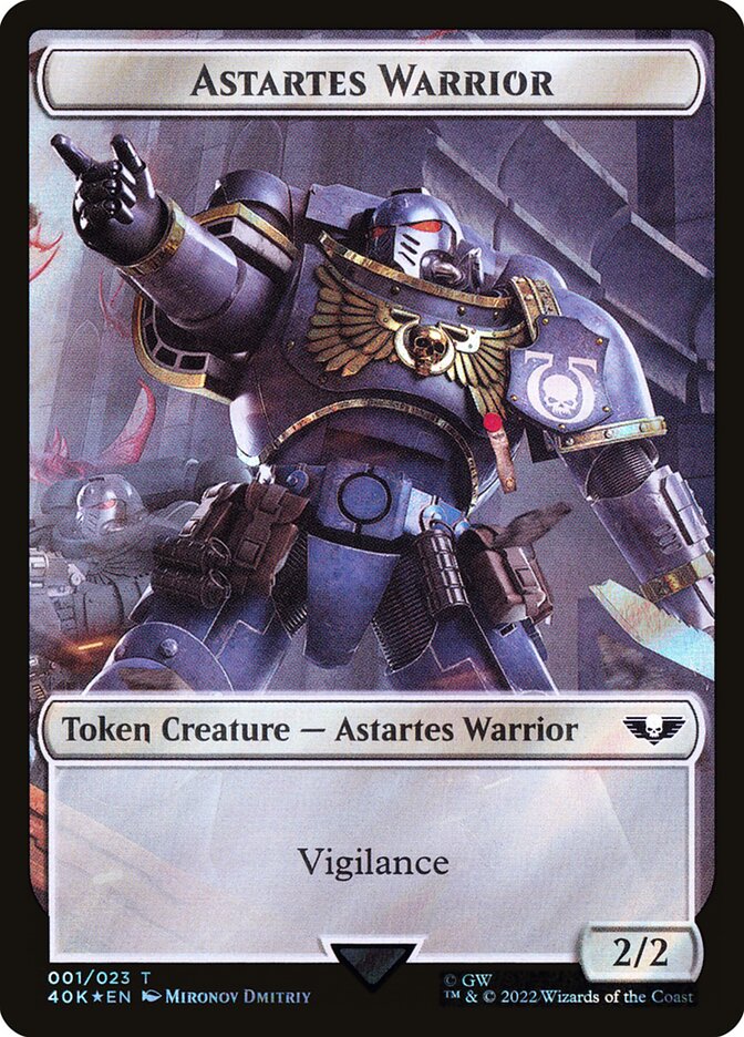 Astartes Warrior (001) // Clue Double-Sided Token (Surge Foil) (40K-1 // 21)
