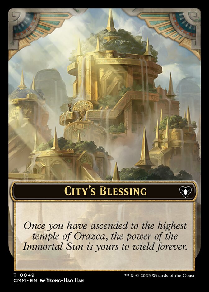 City's Blessing // Emblem - Teferi, Temporal Archmage Double-Sided Token (CMM-49 // 53) (Foil)