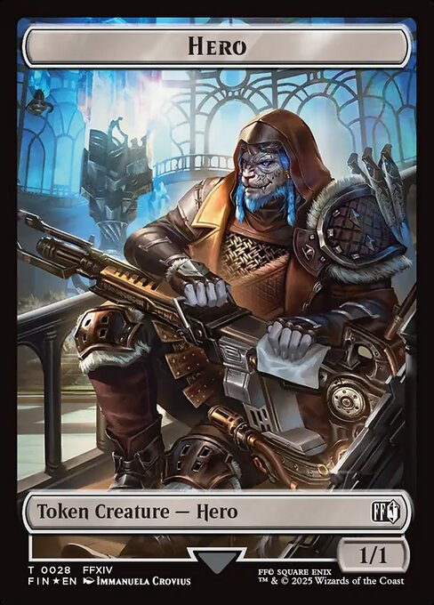 Bird // Hero (0028) Double-Sided Token (Surge Foil) (FIC-4 // 28)