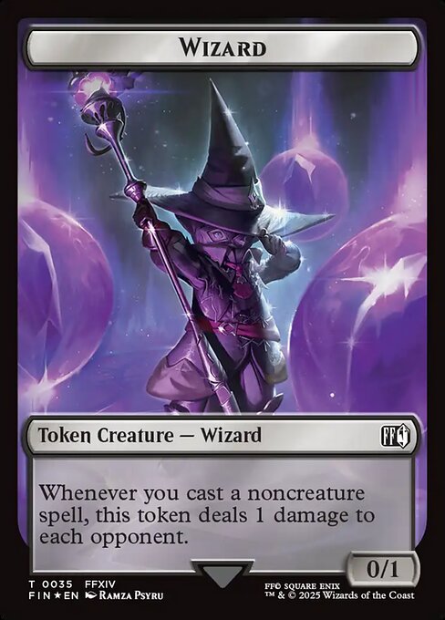 Hero (0031) // Wizard (0035) Double-Sided Token (Surge Foil) (FIN-31 // 35)