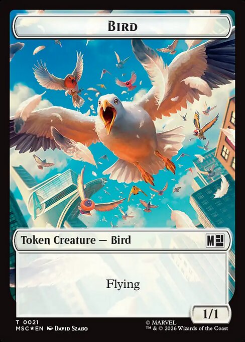 Treasure (027) // Bird (021) Double-Sided Token (Surge Foil) (MSC-27 // 21)